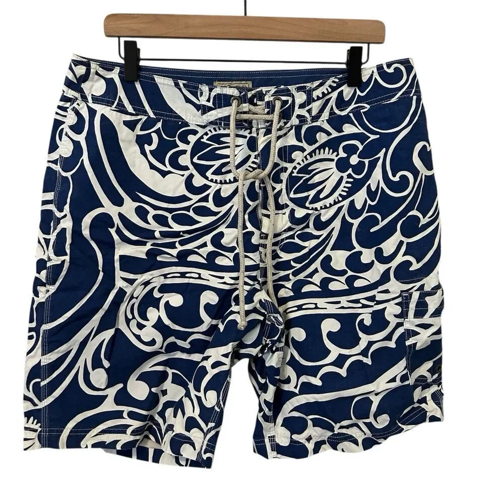 MEN'S SWIM TRUNKS: J.Crew The Original Longboard Solid Navy Surf Board Shorts 34